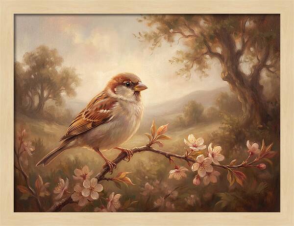 Sparrow Among Blossoms