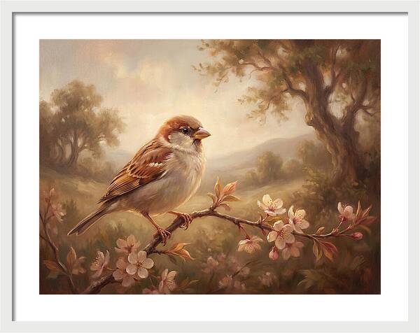 Sparrow Among Blossoms