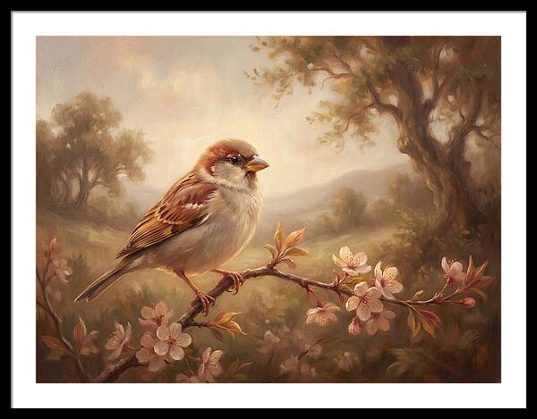 Sparrow Among Blossoms