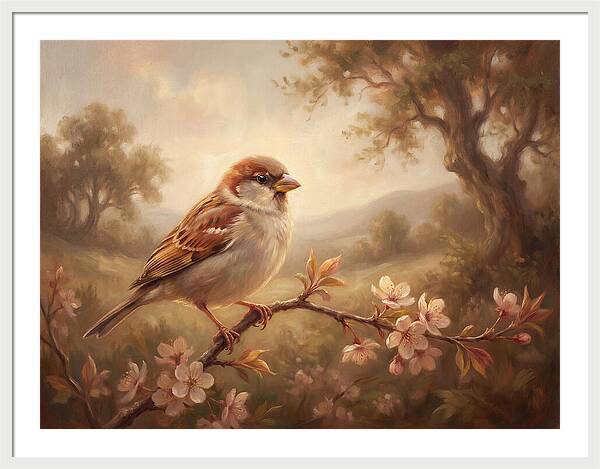 Sparrow Among Blossoms