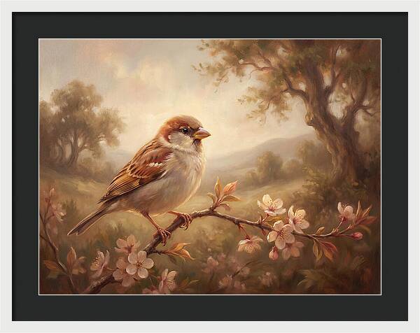 Sparrow Among Blossoms