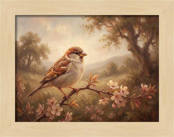Sparrow Among Blossoms