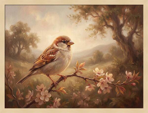 Sparrow Among Blossoms