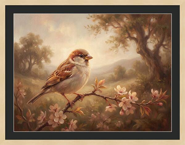 Sparrow Among Blossoms