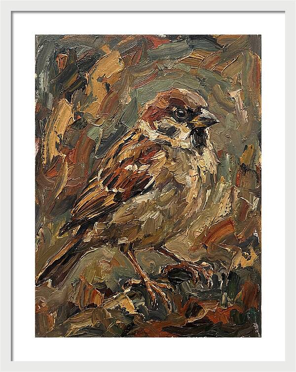 Sparrow In Expressionist Style