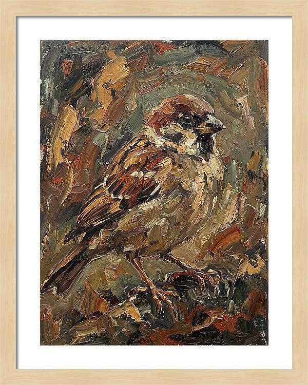 Sparrow In Expressionist Style