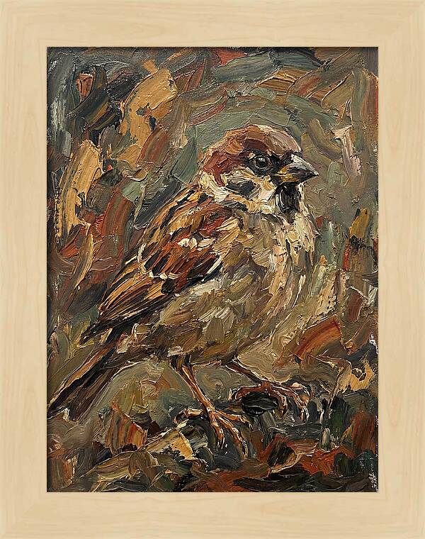 Sparrow In Expressionist Style