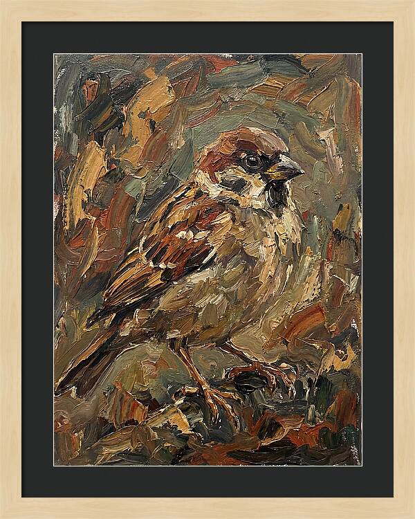 Sparrow In Expressionist Style