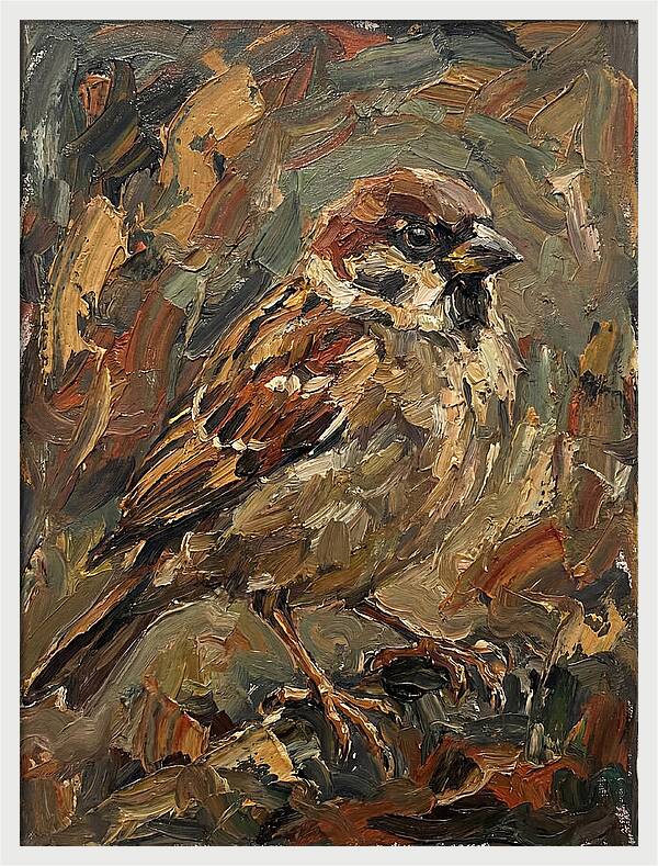 Sparrow In Expressionist Style