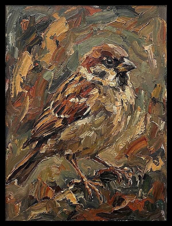 Sparrow In Expressionist Style