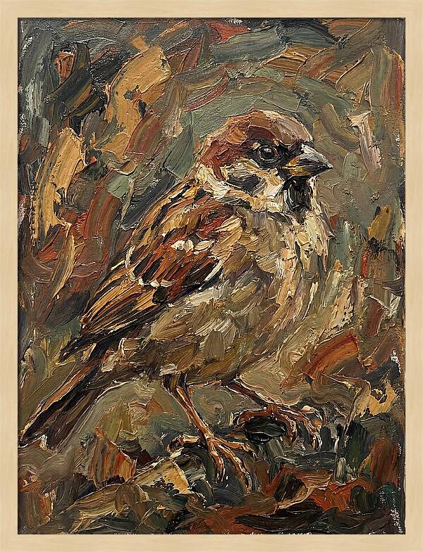 Sparrow In Expressionist Style