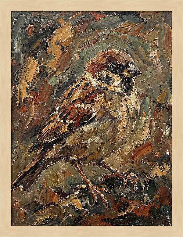 Sparrow In Expressionist Style