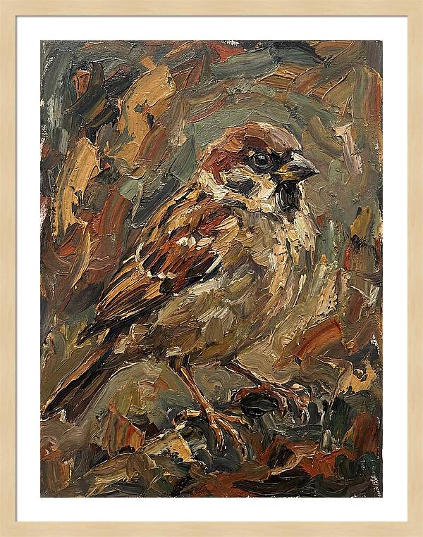 Sparrow In Expressionist Style