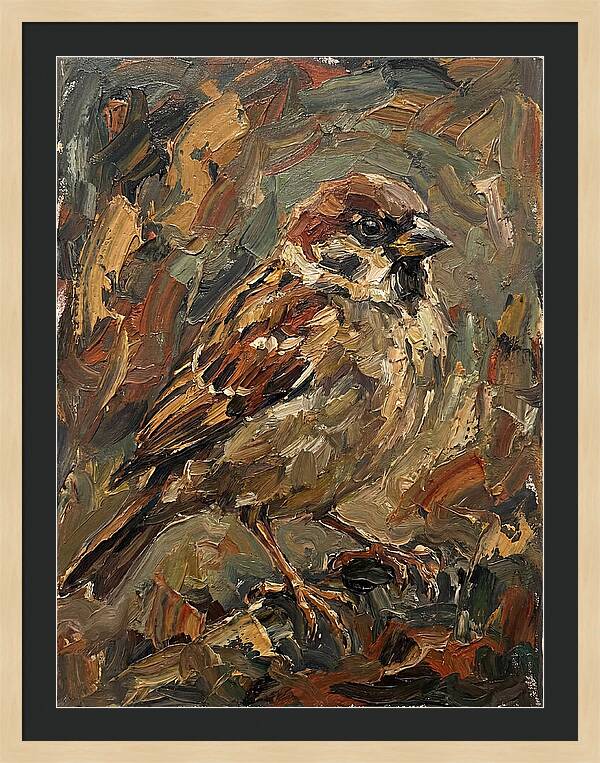Sparrow In Expressionist Style