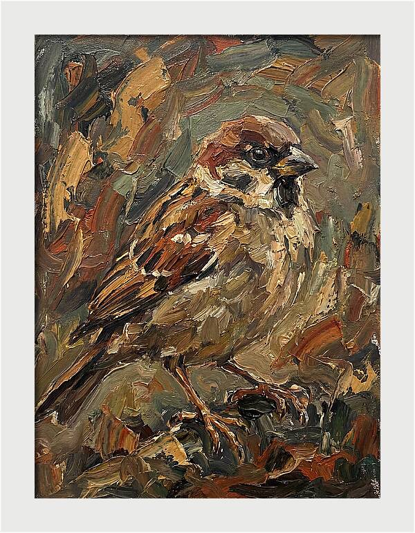 Sparrow In Expressionist Style
