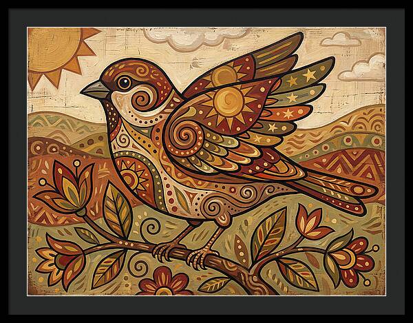Sparrow In Vibrant Patterns