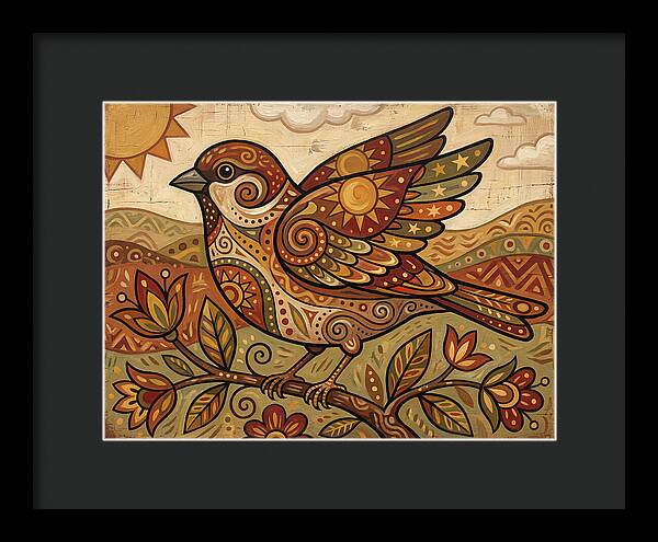 Sparrow In Vibrant Patterns