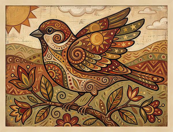 Sparrow In Vibrant Patterns