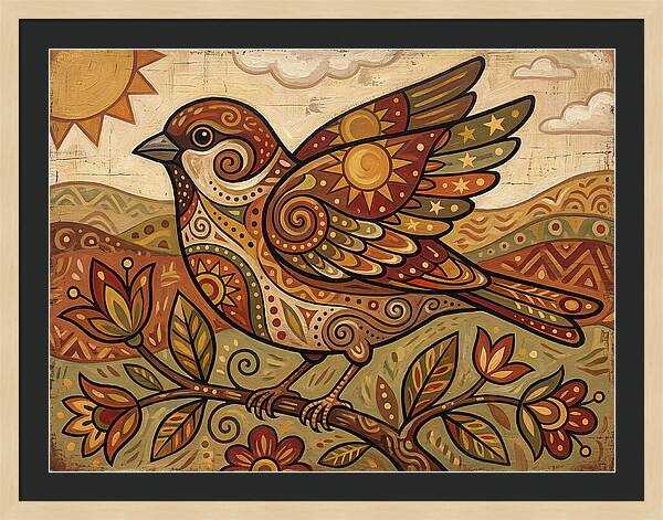 Sparrow In Vibrant Patterns