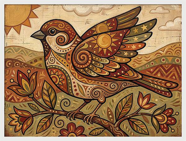 Sparrow In Vibrant Patterns