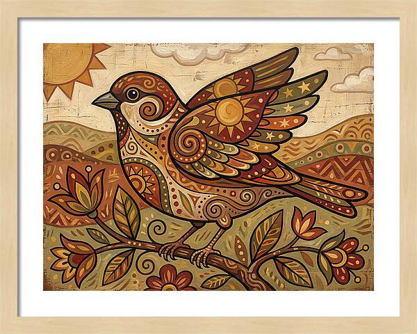 Sparrow In Vibrant Patterns