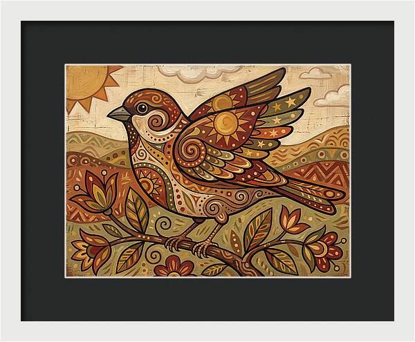 Sparrow In Vibrant Patterns