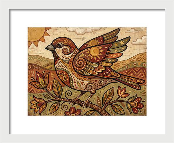 Sparrow In Vibrant Patterns