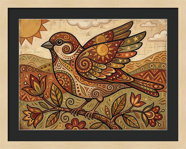 Sparrow In Vibrant Patterns
