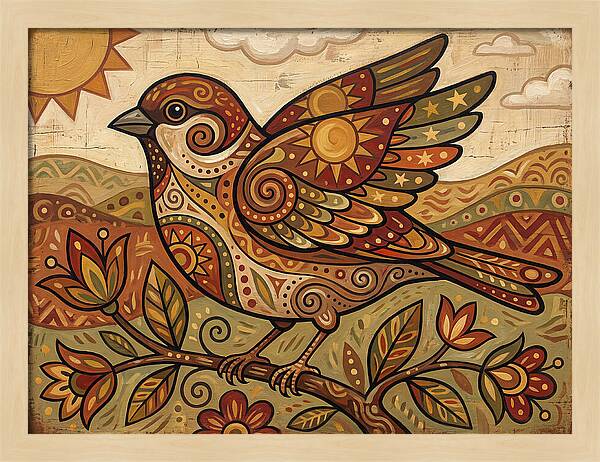 Sparrow In Vibrant Patterns