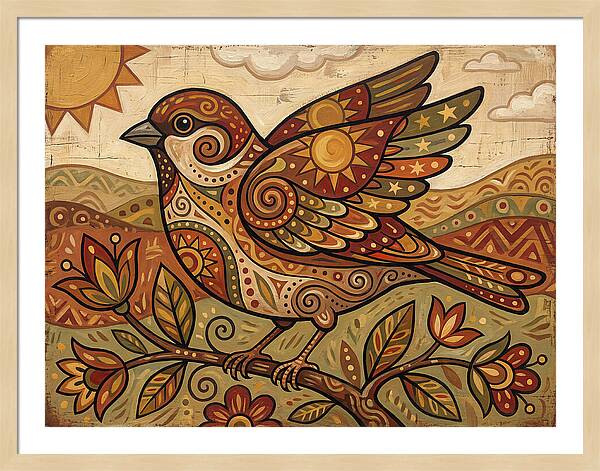 Sparrow In Vibrant Patterns