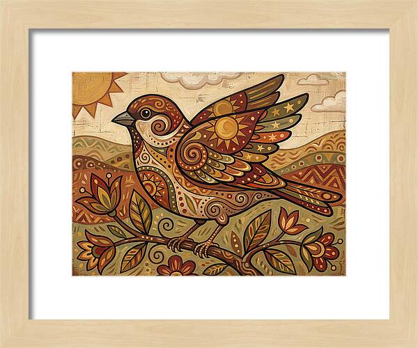 Sparrow In Vibrant Patterns
