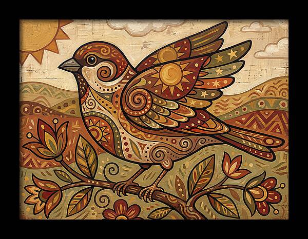 Sparrow In Vibrant Patterns