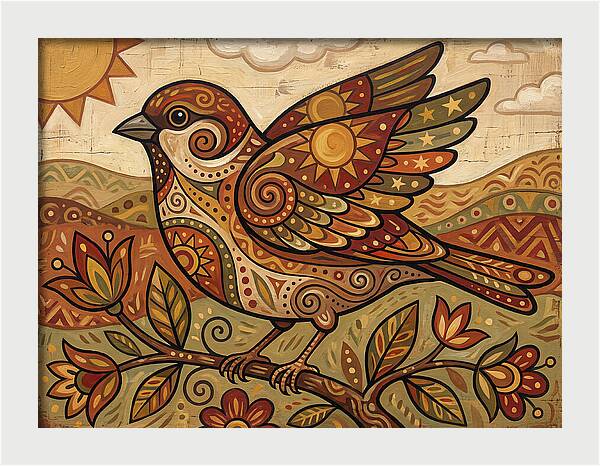 Sparrow In Vibrant Patterns