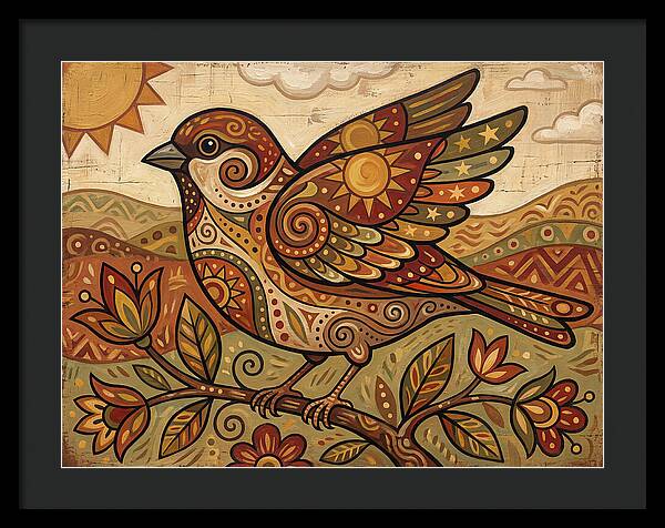 Sparrow In Vibrant Patterns