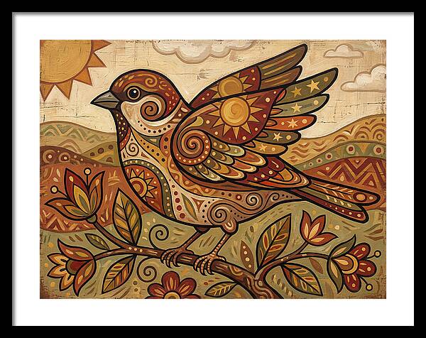 Sparrow In Vibrant Patterns