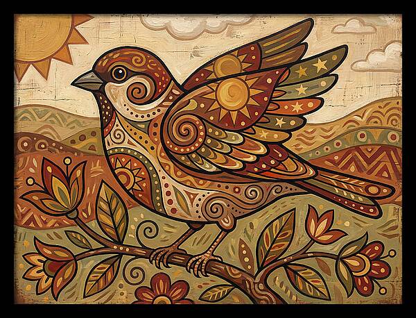 Sparrow In Vibrant Patterns