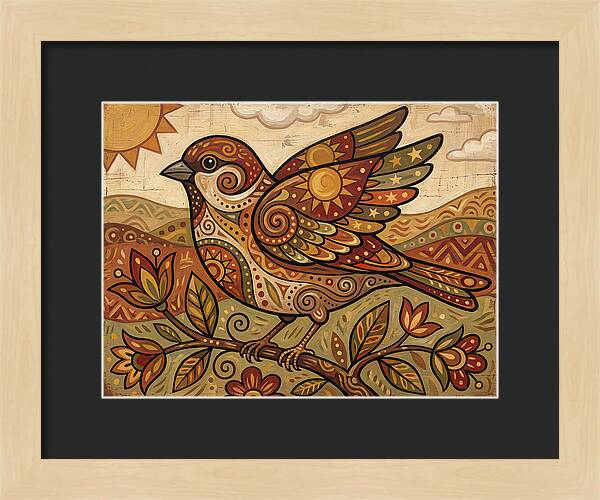 Sparrow In Vibrant Patterns