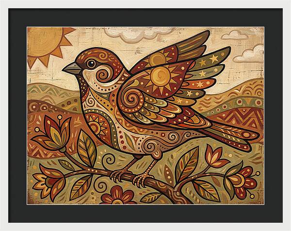 Sparrow In Vibrant Patterns