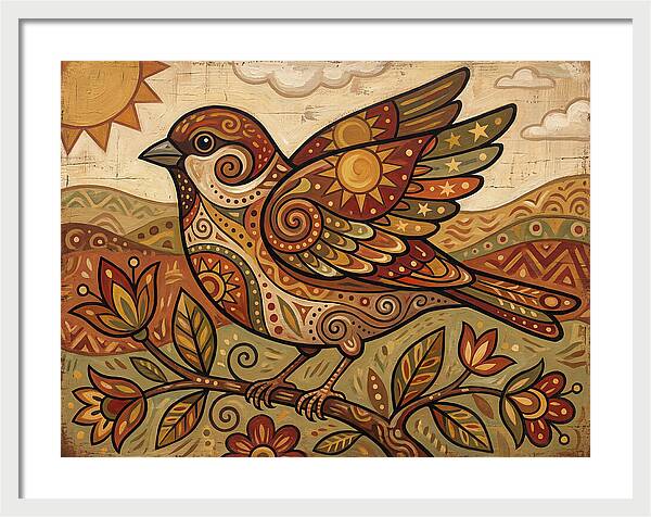 Sparrow In Vibrant Patterns