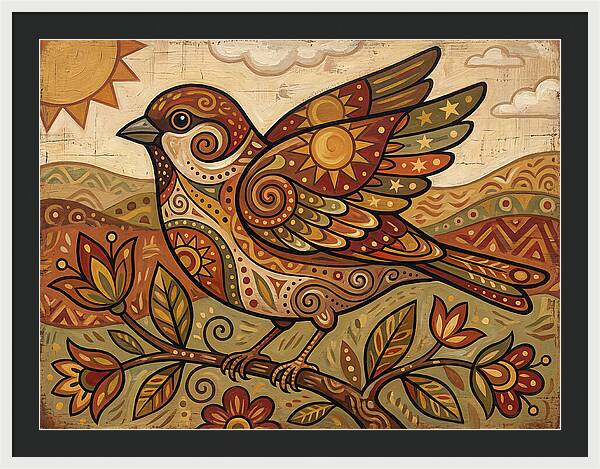 Sparrow In Vibrant Patterns