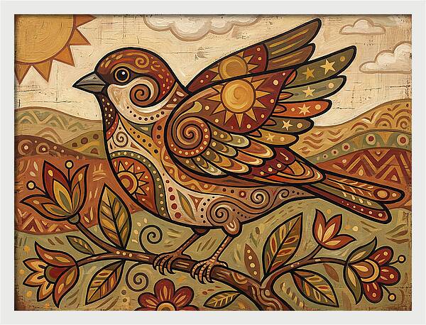 Sparrow In Vibrant Patterns