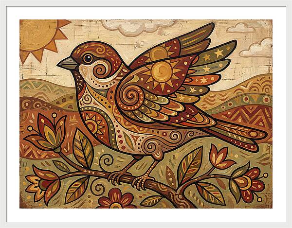 Sparrow In Vibrant Patterns