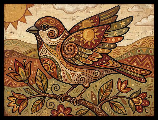 Sparrow In Vibrant Patterns
