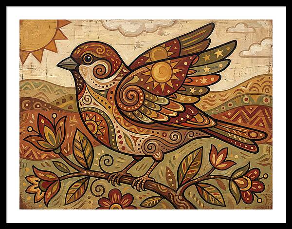Sparrow In Vibrant Patterns