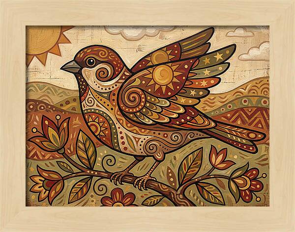 Sparrow In Vibrant Patterns