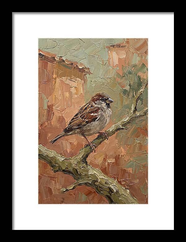 Sparrow Perched In Mediterranean Landscape