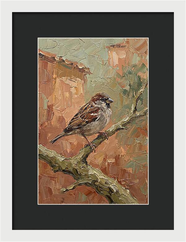 Sparrow Perched In Mediterranean Landscape