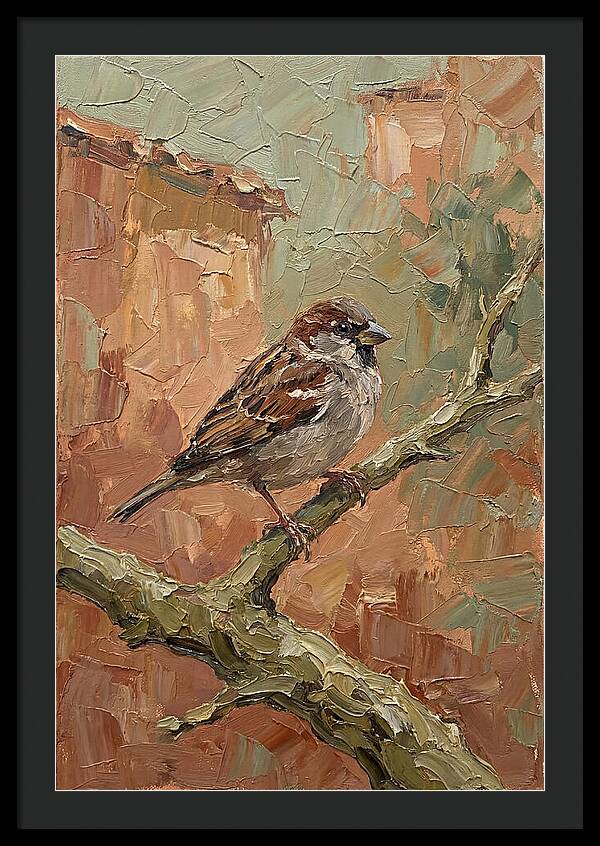 Sparrow Perched In Mediterranean Landscape