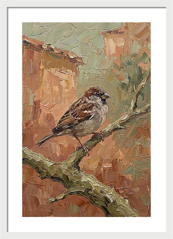 Sparrow Perched In Mediterranean Landscape