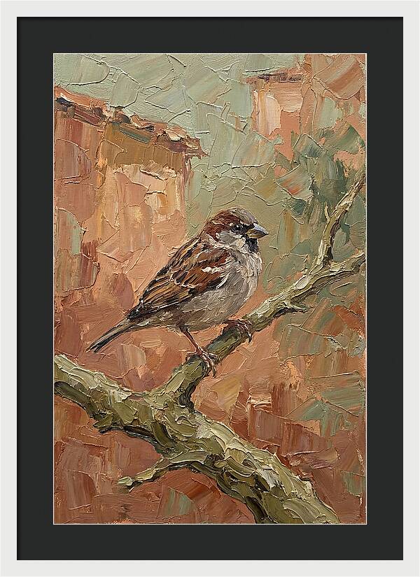 Sparrow Perched In Mediterranean Landscape